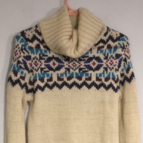 Prince & Fox Fair Isle Sweater Cream and Blue  Size Small - Picture 7 of 7